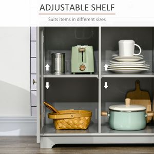 Credenza Grigia con 3 Cassetti e Ripiani Regolabili, Mobile da Cucina con Piano in Legno Massello - Product Image 5