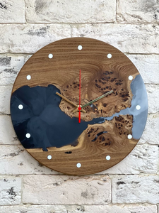 Horloge murale personnalisée en bois et résine époxy, décoration murale artistique préservée - Product Image 2