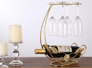 Porte-vin antique en laiton avec 4 porte-verres et rangement pour bouteilles pour la décoration de la maison - Product Image 6