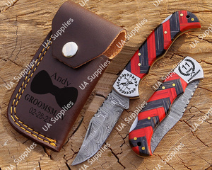 Couteau pliant artisanal professionnel de haute qualité en acier Damas 1095/15N20, motif torsadé, manche en bois, couteau de poche EDC, OEM - Product Image 2