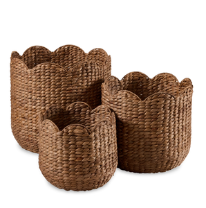 Artex HaiNam Natural Water Hyacinth Storage Baskets Set <b>Rustic</b> Style Multi-Purpose Neatening Organizers Eco-Friendly Living Room - Product Image 1