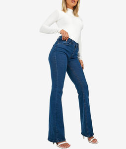 Jean en denim pour femme à jambe large et taille haute, coupe ample, en tissu doux, idéal pour un style décontracté et le confort quotidien - Product Image 4