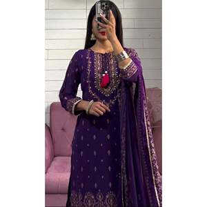 Conjunto de ropa de fiesta de diseñador para mujer con top elegante Dupatta Sharara - Product Image 3