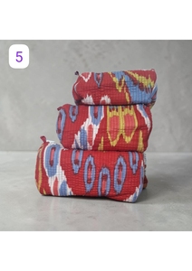 Pochette cosmétique de style bohème colorée, taille moyenne, en textile tissé, avec fermeture éclair lisse pour articles de toilette et soins de la peau - Product Image 6
