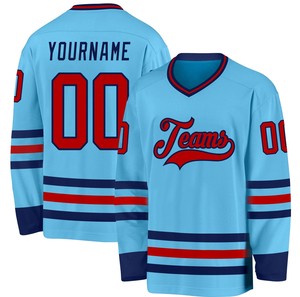 Jersey de Hockey sobre Hielo Transpirable con Estampado por Transferencia de Calor Personalizado, Cuello en V, Tirantes en T y Mangas Largas para Equipos Profesionales - Product Image 1