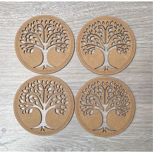 Sous-verres en bois gravés au laser en gros, sous-verres personnalisés en forme de bois, ensemble de sous-verres en bois, prix d'usine, décoration de table en bois de style nordique - Product Image 2