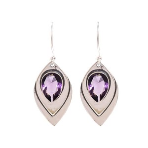 Purple Amethyst Gemstone <b>Earrings</b> 925 Sterling Silver Drop Trendy Wedding Engagement Jewelry Handmade Gift for Women - Product Image 3