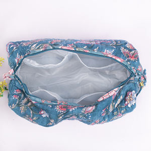 Trousse de Maquillage Matelassée Grande en Coton Imprimé à la Main, Portable, Organisateur, Pochette Cadeau pour Demoiselle d'Honneur, Lavable et Imprimée - Product Image 5