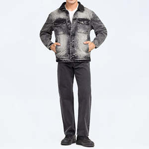 แจ็คเก็ตยีนส์ผู้ชายทรงปกติคุณภาพสูง คอตั้ง ซิปพิมพ์ลาย สำหรับฤดูหนาว ผ้าฝ้าย 100% รับผลิตแบบ OEM - Product Image 5