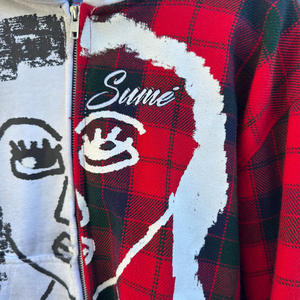 Sweat à capuche zippé personnalisé en molleton bouclette 100% coton, brodé, style streetwear, avec strass, effet vintage délavé soleil et délavé à l'acide - Product Image 2