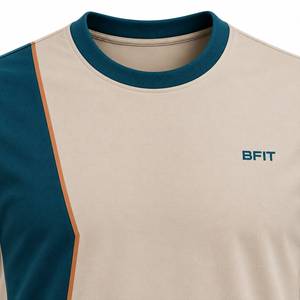 Premium Contrast Panel Crew Neck <b>T</b> <b>Shirt</b> for <b>Men</b> Custom Short Sleeve Eco-Friendly Breathable Quick Dry 100% <b>Polyester</b> Sportswear - Product Image 2