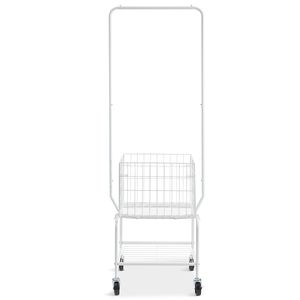 Carrello Portabiancheria Regolabile in Metallo con Appendiabiti e Cesto Portaoggetti per Carichi Pesanti - Product Image 6