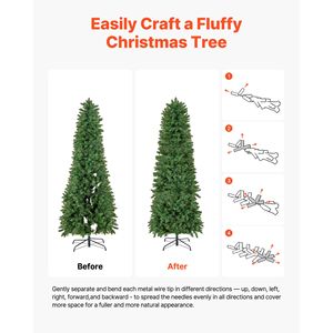 Albero di Natale Artificiale Preilluminato da 2,1 m con 240 Luci LED Colorate, 11 Modalità, Decorazione Festiva Completa in PVC - Product Image 6