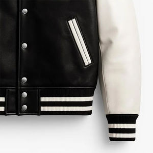 Chaqueta Universitaria para Hombre al por Mayor, Chaqueta Universitaria de Cuero PU Impermeable de Manga Larga con Bolsillo - Product Image 5