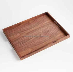 Bandeja de servicio de madera de mango artesanal única ecológica para uso doméstico y de utensilios de cocina de hotel - Product Image 1
