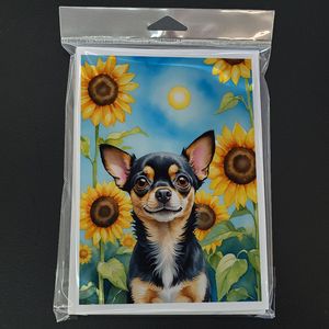 Whimsical Chihuahua in Sunflowers A7 Tarjetas de notas en blanco Paquete de 8 con sobres Tarjetas de felicitación de tamaño 5x7 - Product Image 3
