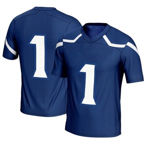 Maillot de football américain bleu pour homme, numéro 1, col en V, manches courtes, polyester respirant, coupe athlétique - Product Image 1