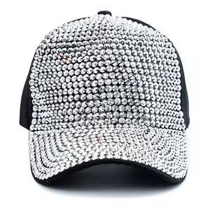 Black Rhinestone Baseball Cap Adjustable Unisex Fashion <b>Hat</b> Spring <b>Summer</b> Casual Wear - Product Image 2