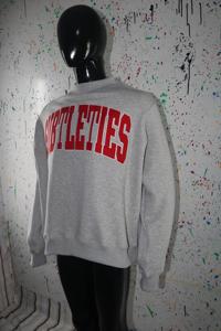 Sweat-shirt à col montant gris chiné SUBTLETIES, 100% coton, avec broderie appliquée rouge, col large, URBAN PRODUCTIONS - Product Image 5