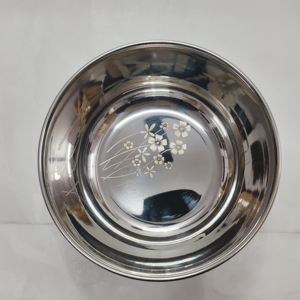 High-Quality <b>Deep</b> Stainless Steel Mixing <b>Bowl</b> with Decorative Flower Print - Multi-purpose Kitchen Basin for Food Prep - Product Image 3