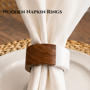 Premium Handcrafted Wooden Napkin Rings | Two Tone Round Napkin Holders for Wedding Dining <b>Table</b> Décor Holiday Party <b>Table</b> - Product Image 2