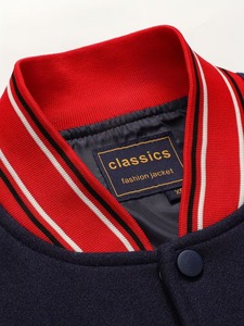 High Quality 100% Cotton Varsity <b>Jacket</b> Men's Navy Cream Sleeve Embroidered Lettering Eco-Friendly Breathable Streetwear <b>Summer</b> - Product Image 2