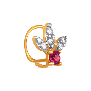 Pendiente de Nariz de Oro Amarillo de 18K para Mujer con Diamantes Cultivados en Laboratorio de Corte Brillante Redondo, Lujoso para Uso Diario - Product Image 2