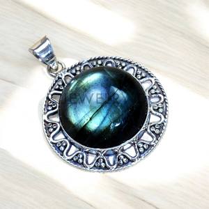 Pendentifs uniques en argent sterling 925 naturel, sertis de labradorite ronde, design unique, faits à la main - Product Image 1