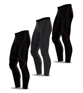 Leggings de Compresión Negros para Hombre, Cintura Alta, Sin Costuras, Elásticos en Cuatro Direcciones, con Costuras en Contraste, Pantalones de Yoga - Product Image 3