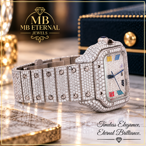 Reloj de Diamantes MB ETERNAL JEWELS para Mujer, Caja Rectangular de Acero Inoxidable, Cuarzo Analógico, Esfera de 30 mm, Cierre Desplegable, Reloj de Lujo - Product Image 3