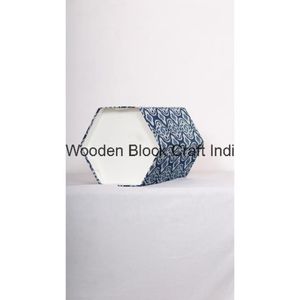 Poubelle hexagonale écologique à couvercle roulant ouvert, motif géométrique, nouveau design, en stock, pour la maison - Product Image 4