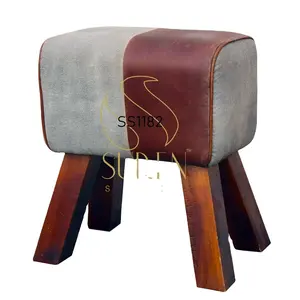 Tela de lona de cuero, diseño indio hecho a mano, hoteles y restaurante, otomanos, diseño de estilo decorativo - Product Image 2