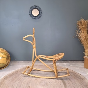 Silla mecedora de mimbre hecha a mano para bebés paseo interior en caballos mecedores al mejor precio - Product Image 2