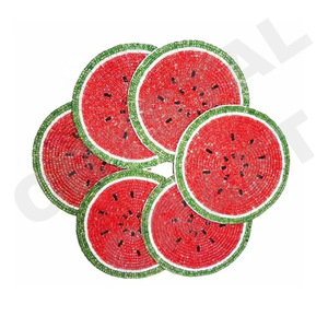 Design Handmade Glass Beads Embroidery <b>Coasters</b> Round Eco-Friendly Reusable Table Top Wholesale Round Shaped Multi Beaded - Product Image 2