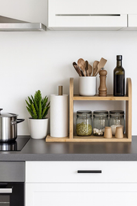 Support de papier essuie-tout en bois massif de qualité supérieure |   Distributeur de rouleaux de papier cuisine durable - Product Image 5