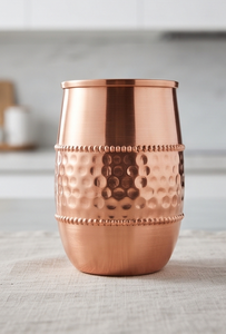 Vente en gros : Gobelet en cuivre massif martelé à bords, verre à boire, récipient à eau en métal, articles de bar - Product Image 4