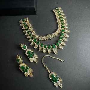 Collier et boucles d'oreilles perlés plaqués or faits à la main, style antique, pour femmes, bijoux de mariage et de fiançailles indiens, couleurs personnalisées, prix bas - Product Image 6