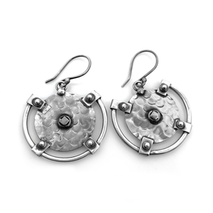 Pendientes de Aro con Disco Floral Oxidado de Plata de Ley 925, Hechos a Mano, Estilo Boho, Joyería Colgante, Regalo de Boda - Product Image 2