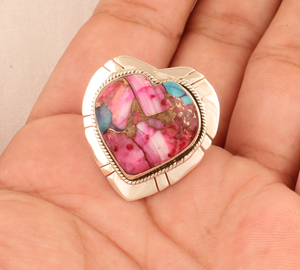 Wholesale Pink Oyster Heart <b>Ring</b> 925 Sterling <b>Silver</b> Vintage <b>Statement</b> <b>Rings</b> Pink Shell Gemstone Jewelry for Women 2026 - Product Image 4