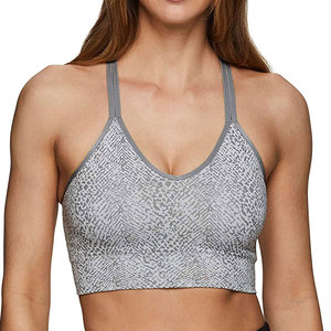Soutien-gorge de sport dos nageur imprimé léopard pour femme, col rond, maintien moyen, respirant, pour yoga et activités sportives, en Spandex et Polyester - Product Image 4