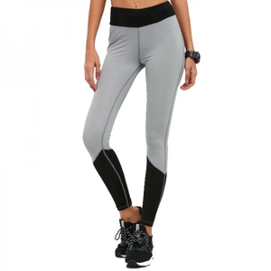 Leggings imprimés taille haute pour femmes, pantalons de yoga sportifs extensibles pleine longueur, motif floral tropical, design bleu et orange - Product Image 6