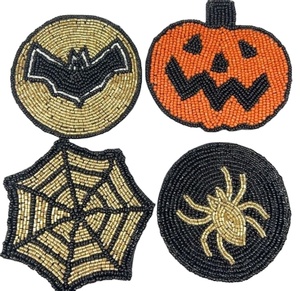 Hiba Enterprises-Sous-verre Menorah avec broderie perlée, 4 pièces, unique, fait à la main, pour décorer la maison - Product Image 5