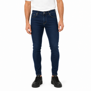 Custom <b>Men</b> <b>Stretch</b> Slim Fit Denim Jeans Fitted Skinny Denim Jeans Pants Five Pocket Casual Denim Jeans Trousers Solid Colour - Product Image 1