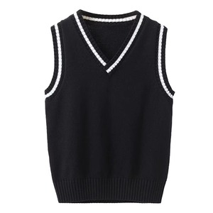Gilet sans manches en tricot 100 % coton personnalisé pour écoliers, style uniforme scolaire britannique, vente en gros - Product Image 2
