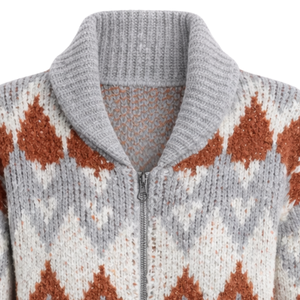 Veste en tricot jacquard pour femme, fermeture éclair sur le devant, motif texturé, manches longues, confortable, décontractée, pour les voyages et le quotidien - Product Image 5