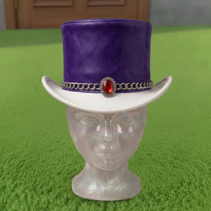 Premium quality custom made Handmade <b>Purple</b> White Leather Top <b>Hat</b> Victorian Steampunk Gothic Cosplay Costume <b>Hat</b> - Product Image 3