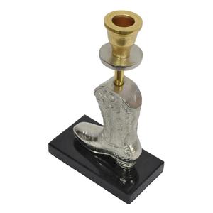Handmade Silver & Gold <b>Boot</b> Pillar Figure Candle Holder With Base Decorative Items Metal Candle <b>Stand</b> Event Party Home Decora - Product Image 2