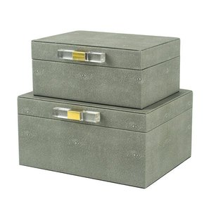 Leather Storage Box Luxury Leather Boxes Tan Leather Box Set Of 2 - Product Image 5