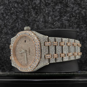 Custom Full <b>Iced</b> <b>Out</b> Round Mechanical Analog Moissanite Classic Date Bugout Dial Features <b>Watch</b> for Men Gift - Product Image 3