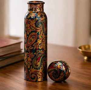 Nautical Copper Water <b>Bottle</b> Antique Polished Pure Copper with <b>Cork</b> Drinkware with Ayurveda Yoga Benefits Drinkware With Lid - Product Image 6